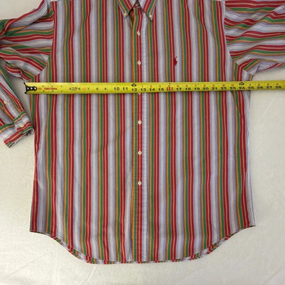 Ralph Lauren Blake Mens Medium Multi Color Vertical Stripe Cotton Button Down
